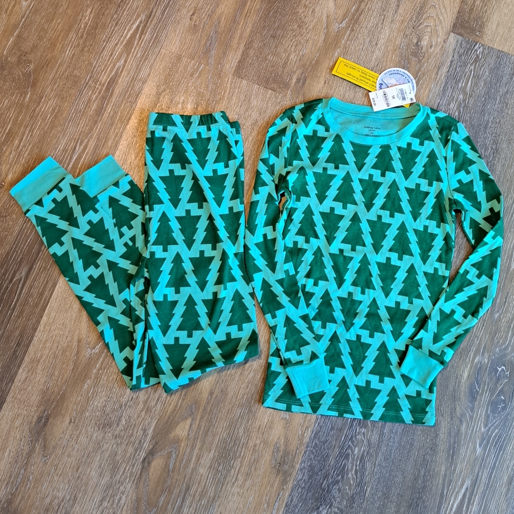 2 Piece Christmas Tree Kids Pajamas Size 14 Girls